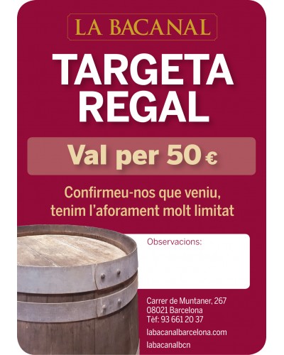 TARJETA REGALO -  VALE x 50€ 